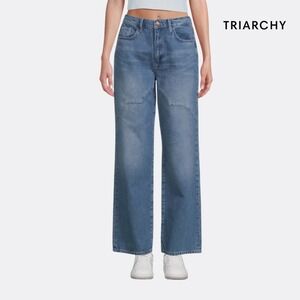 Triarchy Ms. Ciela Cloud Stitch Wide-Leg Jeans – Size 24 – 100% Organic Cotton –